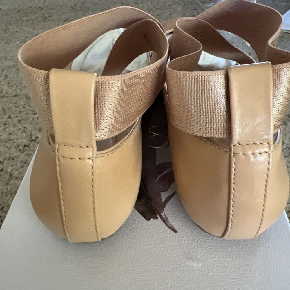 Jessica Simpson Mandalaye Criss-Cross Ballet Flats Size 6 Natural Sleek Leather - Picture 5 of 9